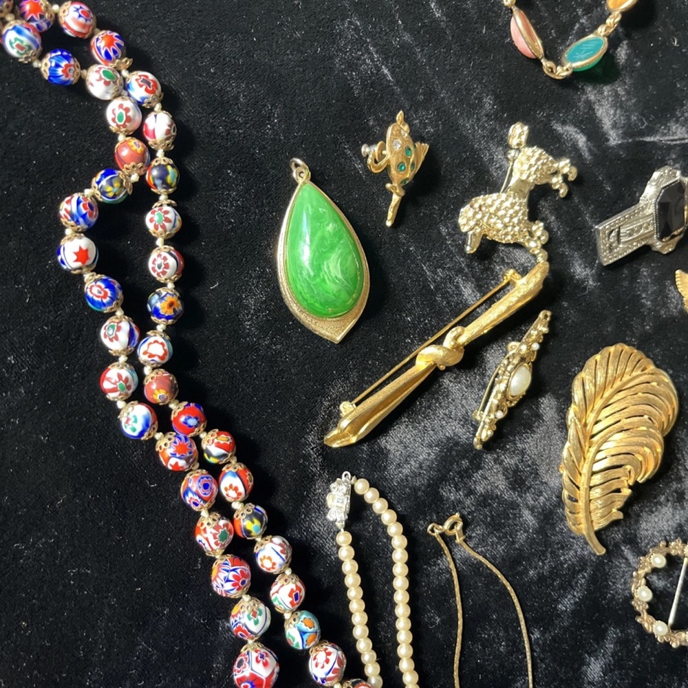 Vintage Brooch & Costume Jewelry Lot Coventry BSK Millefiori Unchecked
